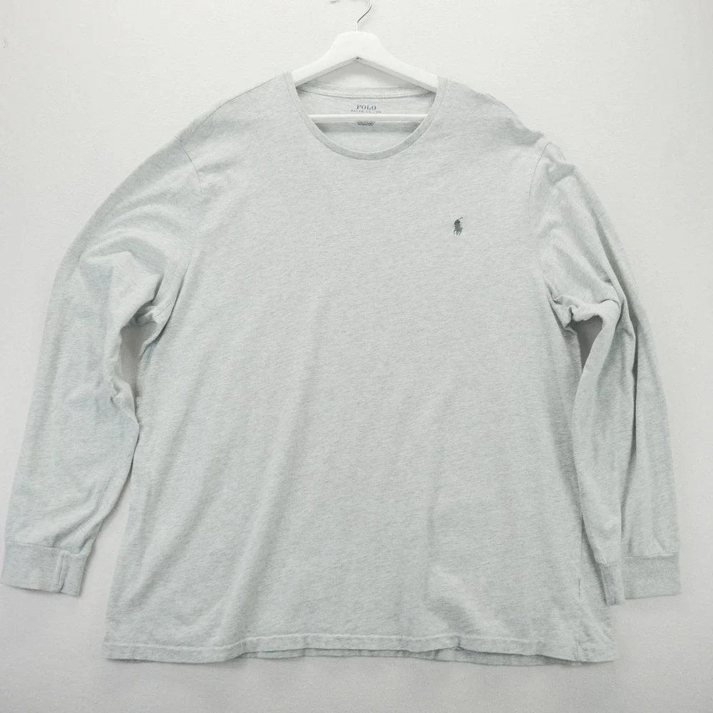 Polo Ralph‎ Lauren Mens 2XL Long Sleeve T-Shirt Heather Grey Pony Logo Crew Neck